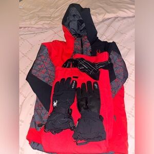 SPYDER Ski/Snowboarding/Snow FULL SET (jacket, gloves, pants with suspenders)